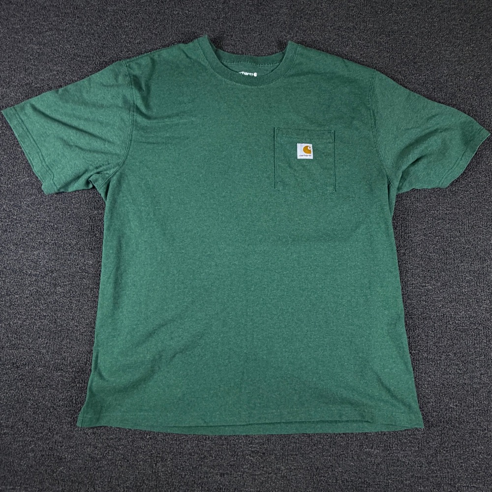 Carhartt T-Shirt Mens XL K87-M Green Loose Fit Pocket Short Sleeve EUC